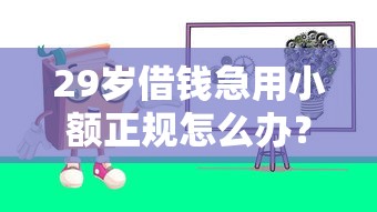 29歲借錢急用小額正規(guī)怎么辦？過來人分享三步避坑攻略