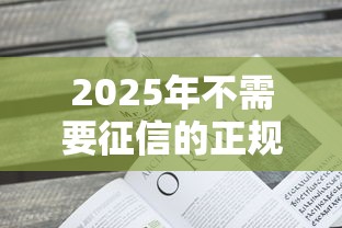 2025年不需要征信的正規貸款有哪些？這五類渠道要收藏